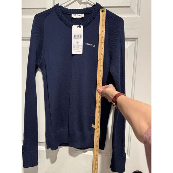 NWT VURNET 100% Wool JEAN VUARNET Dark Navy V-NECK JUMPER Crewneck Sweater M - Picture 14 of 16